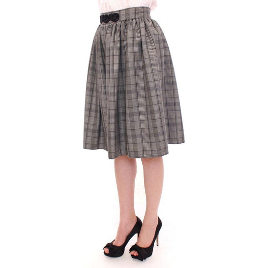 NOEMI ALEMÁN Elegant Gray Checkered Wool Shorts Skirt NOEMI ALEMÁN Slate Gray