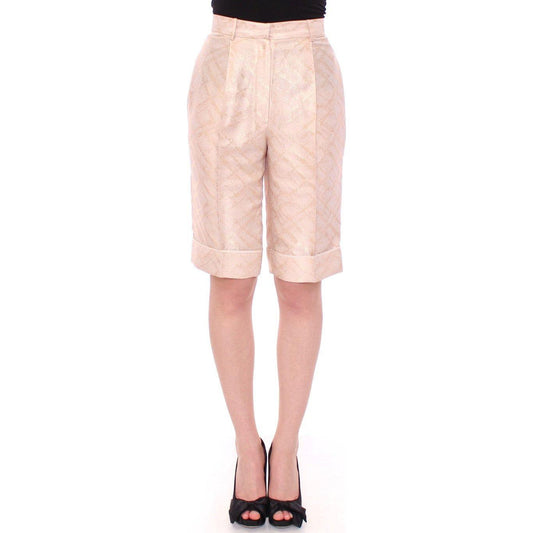 Zeyneptosun Exclusive Beige Brocade Above Knee Shorts Zeyneptosun Pink