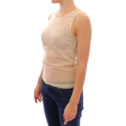 Dolce & Gabbana Elegant Beige Tank Top Blouse Dolce & Gabbana Rosy Brown