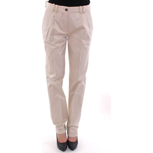 Dolce & Gabbana Elegant Beige Regular Fit Cotton Pants Jeans & Pants Dolce & Gabbana Gray