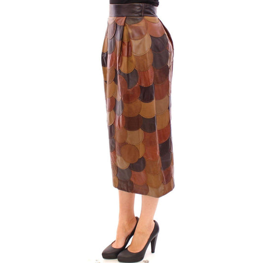 Dolce & Gabbana Elegant Leather Patchwork Skirt Dolce & Gabbana Sienna