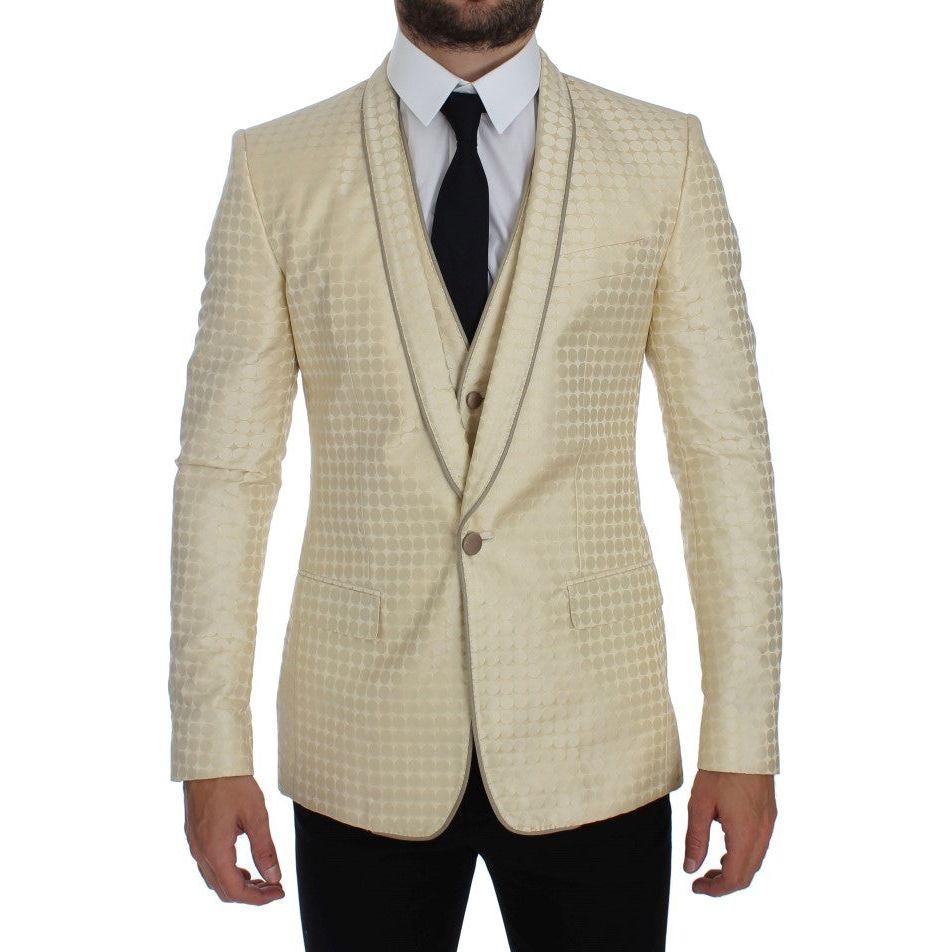 Dolce & Gabbana Beige Polka Dot Silk 2 Piece Blazer GTT10086-3