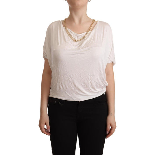 Guess By Marciano Elegant White Gold Chain T-Shirt Top Guess By Marciano Black