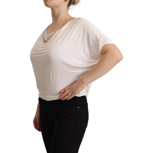 Guess By Marciano Elegant White Gold Chain T-Shirt Top Guess By Marciano Rosy Brown