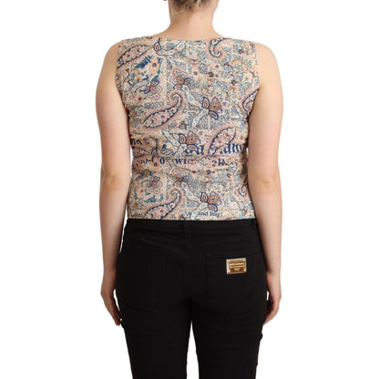 John Galliano Multicolor Cotton Sleeveless V-neck Tank Top