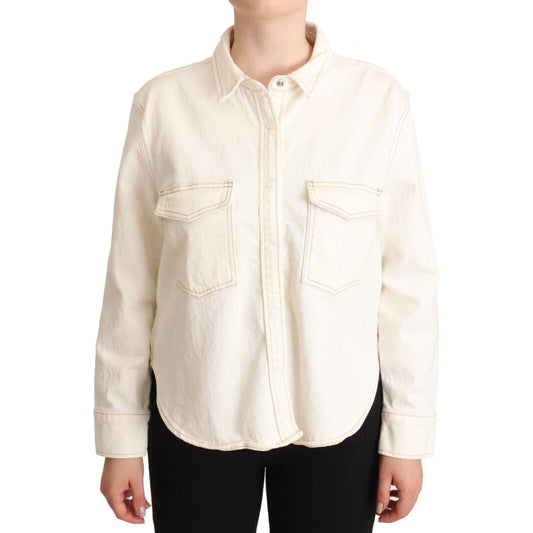 Levi's Elegant White Long Sleeve Collared Polo Top Levi's Antique White