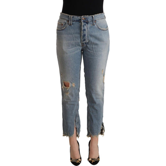 CYCLE Chic Distressed Mid Waist Cropped Denim CYCLE Dim Gray