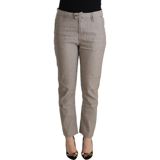 CYCLE Elegant Light Grey Tapered Linen Pants CYCLE Slate Gray