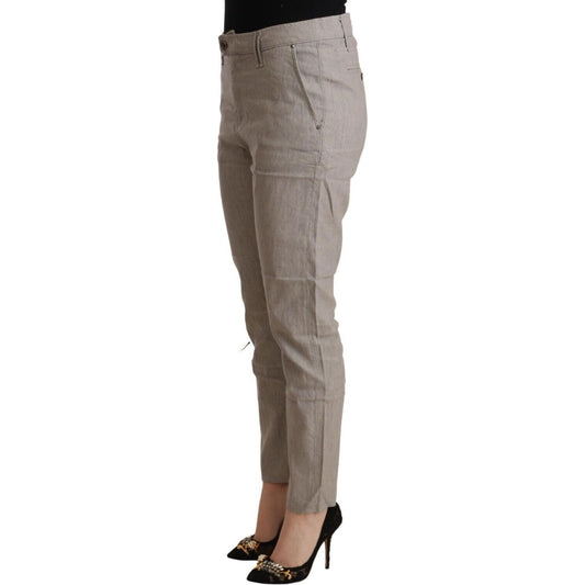 CYCLE Elegant Light Grey Tapered Linen Pants CYCLE Dim Gray