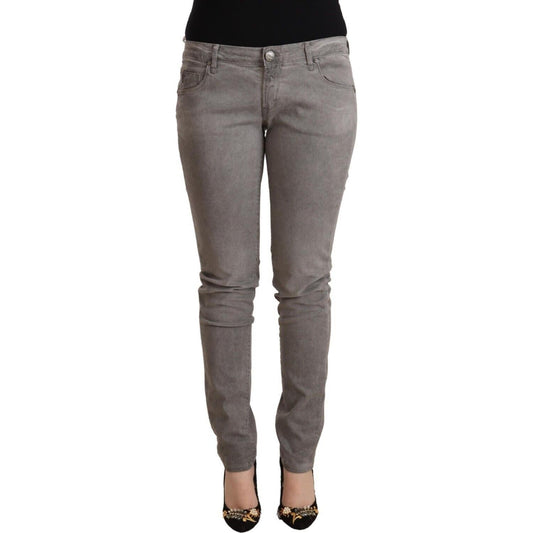 Acht Sleek Gray Skinny Low Waist Jeans Acht Dim Gray