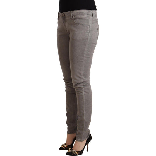 Acht Sleek Gray Skinny Low Waist Jeans Acht Dim Gray