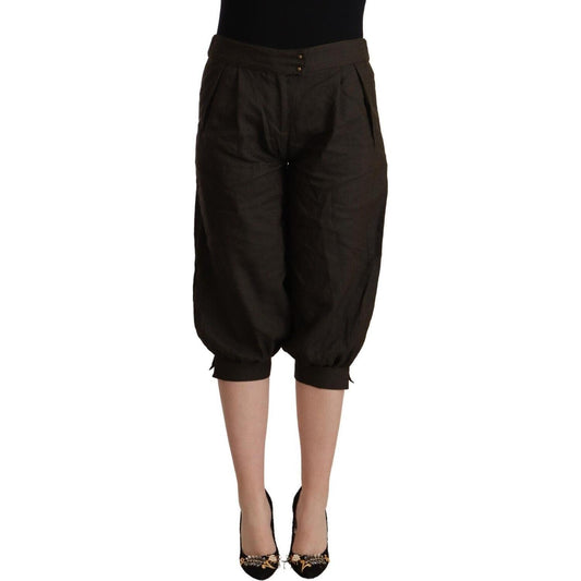 GF Ferre Elegant Brown Cropped Harem Pants GF Ferre Black