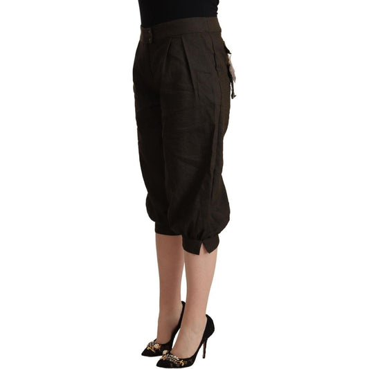 GF Ferre Elegant Brown Cropped Harem Pants GF Ferre Black