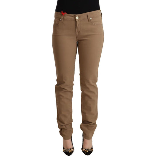 Jacob Cohen Elegant Brown Mid Waist Skinny Pants Jacob Cohen Dim Gray