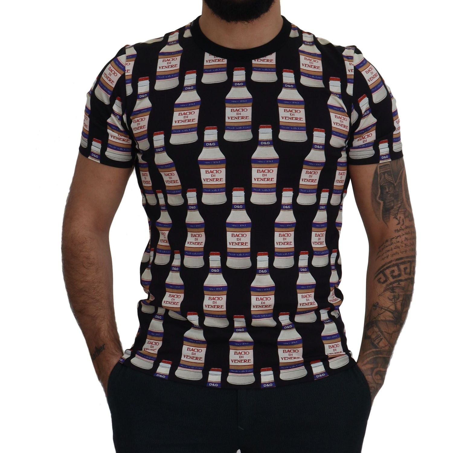 优雅黑色 Bacio Di Venere 印花 T 恤