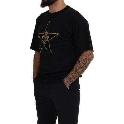 Dolce & Gabbana Black Gold STAR Crown DG Cotton Crewneck T-shirt