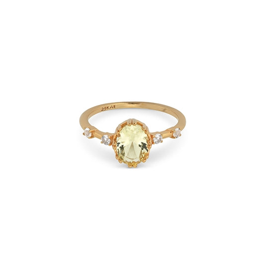 24KAE JEWELS JEWELRY Mod. 12406Y/58 elegant gold ring with central gemstone and side diamonds
