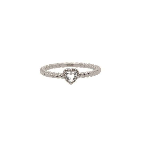 24KAE JEWELS JEWELRY Mod. 12417S/54 diamond heart-shaped ring with twisted band design.