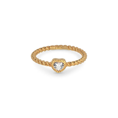 24KAE JEWELS JEWELRY Mod. 12417Y/56 gold ring with heart-shaped stone detail