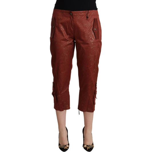 Just Cavalli Chic Brown Cropped Cotton Pants Just Cavalli Saddle Brown