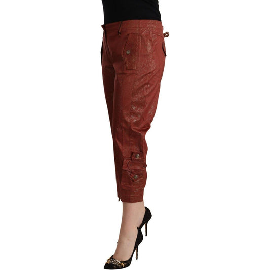 Just Cavalli Chic Brown Cropped Cotton Pants Just Cavalli Saddle Brown