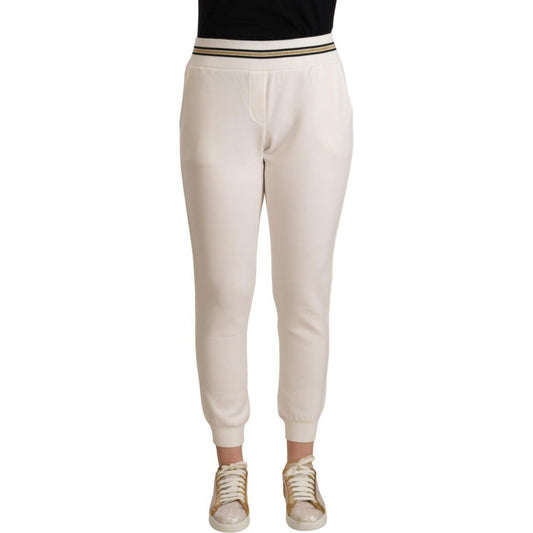 Patrizia Pepe Chic White Mid Waist Jogger Pants Patrizia Pepe Gray