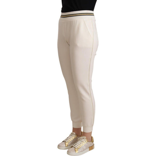 Patrizia Pepe Chic White Mid Waist Jogger Pants Patrizia Pepe Gray