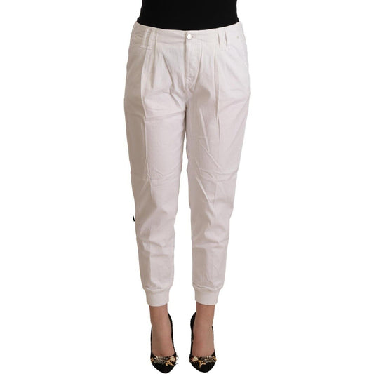 Met Chic White Tapered Cropped Pants Met Gray