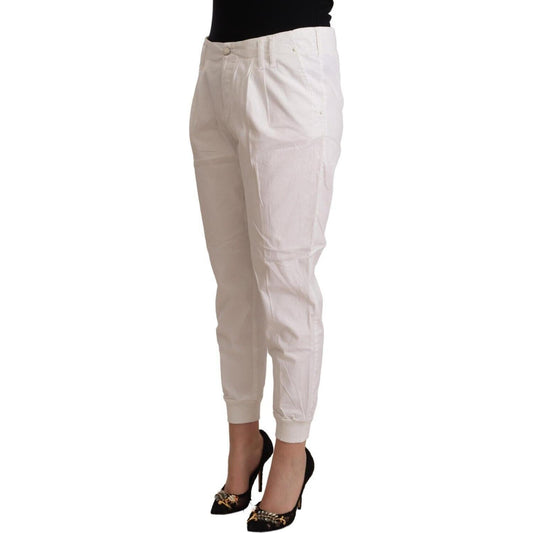 Met Chic White Tapered Cropped Pants Met Gray