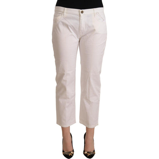 L'Autre Chose Chic White Mid Waist Skinny Cropped Jeans L'Autre Chose Gray