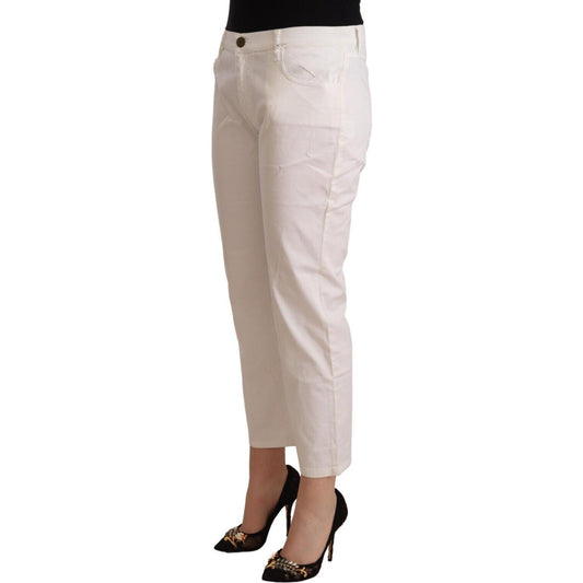 L'Autre Chose Chic White Mid Waist Skinny Cropped Jeans L'Autre Chose Gray