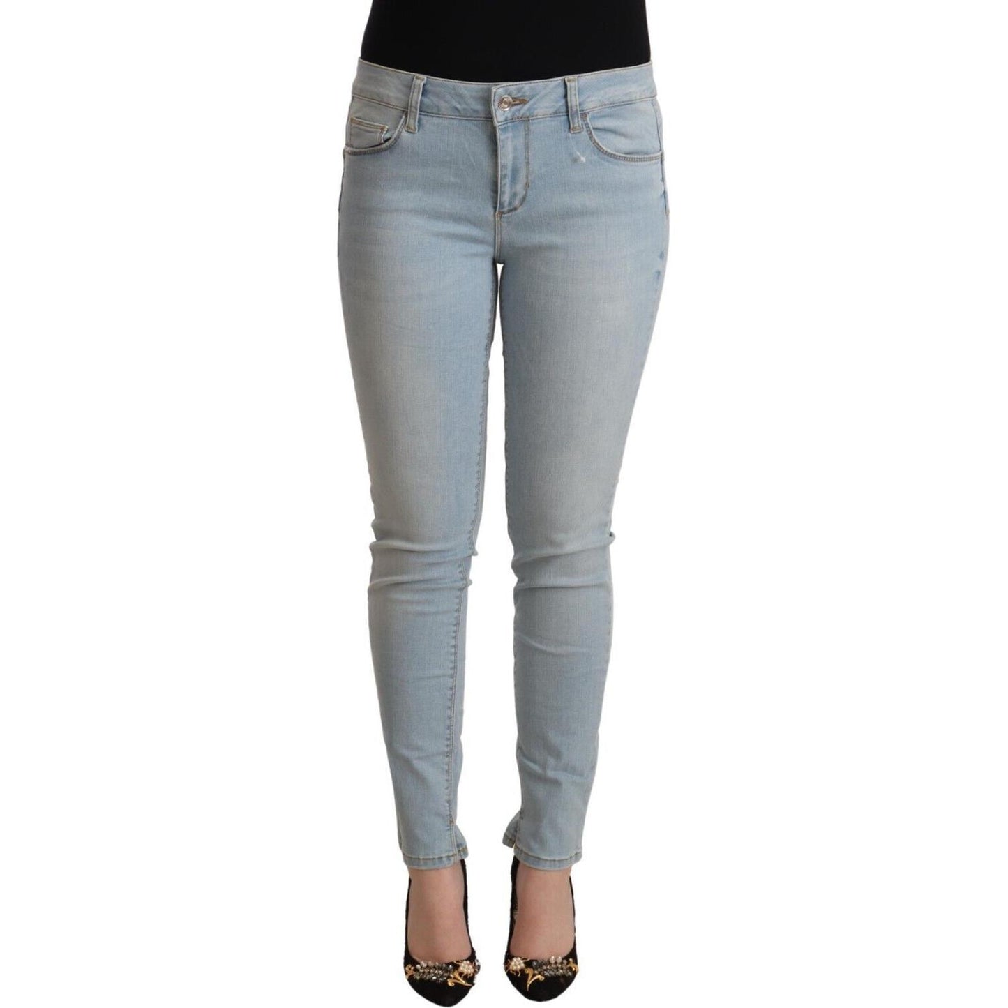 Liu Jo Light Blue Cotton Mid Waist Slim Fit Denim Jeans