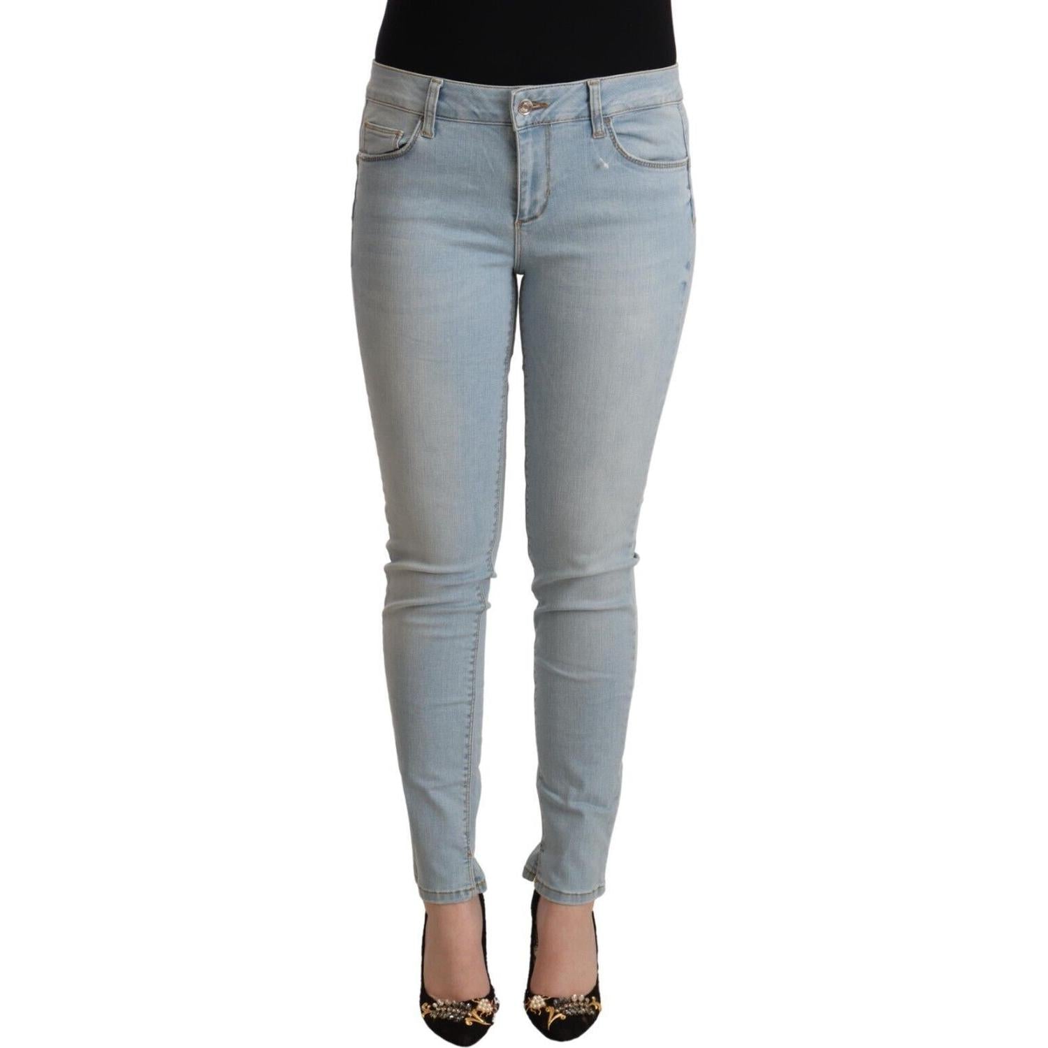 Liu Jo Light Blue Cotton Mid Waist Slim Fit Denim Jeans