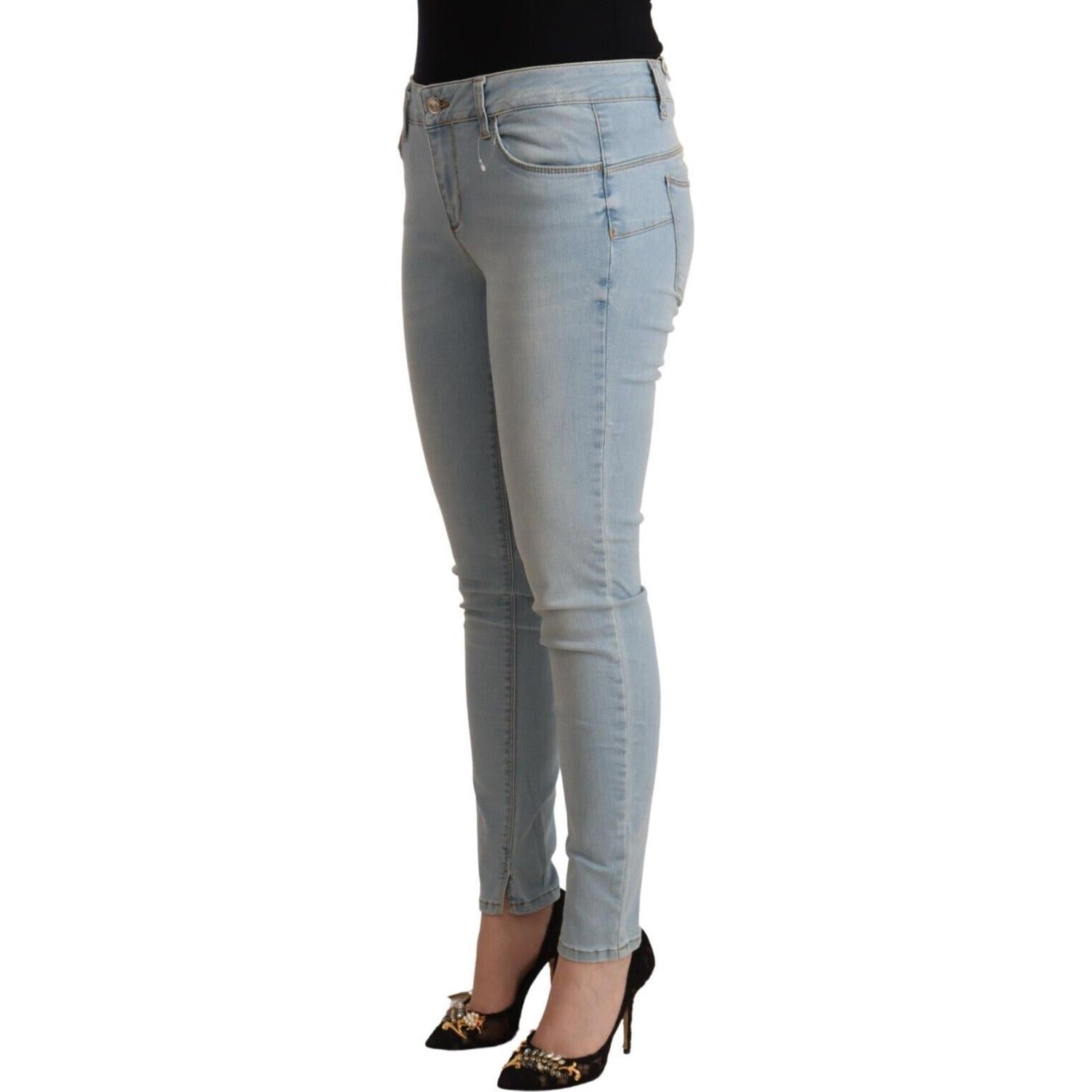 Liu Jo Light Blue Cotton Mid Waist Slim Fit Denim Jeans