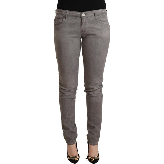 Acht Chic Gray Low Waist Skinny Cotton Jeans Acht Dim Gray