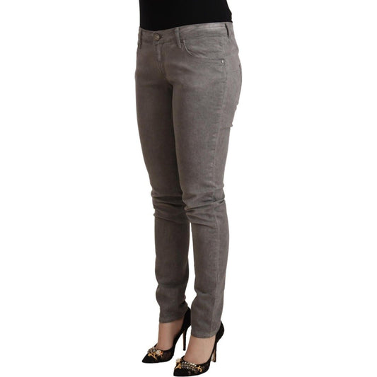 Acht Chic Gray Low Waist Skinny Cotton Jeans Acht Dark Slate Gray