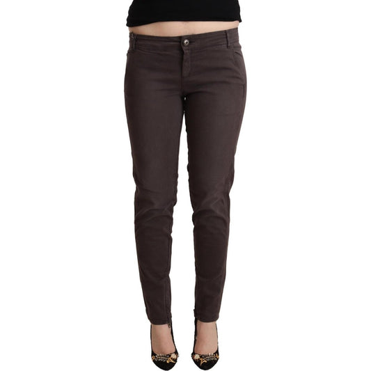 Ermanno Scervino Chic Brown Low Waist Skinny Pants Ermanno Scervino Dark Slate Gray