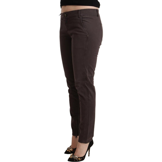 Ermanno Scervino Chic Brown Low Waist Skinny Pants Ermanno Scervino Dark Slate Gray