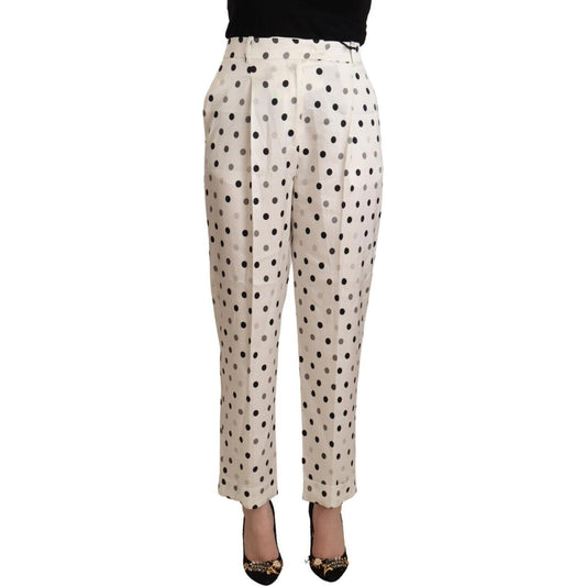Ermanno Scervino Chic High Waist Polka Dotted Tapered Pants Ermanno Scervino Gray