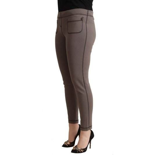 John Galliano Chic Gray Mid Waist Skinny Pants for Sophisticated Style John Galliano Dark Slate Gray