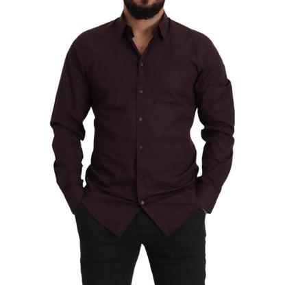Dolce & Gabbana Purple Cotton GOLD Slim Fit Dress Shirt
