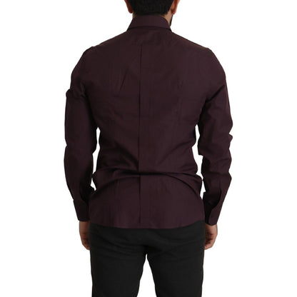Dolce & Gabbana Purple Cotton GOLD Slim Fit Dress Shirt