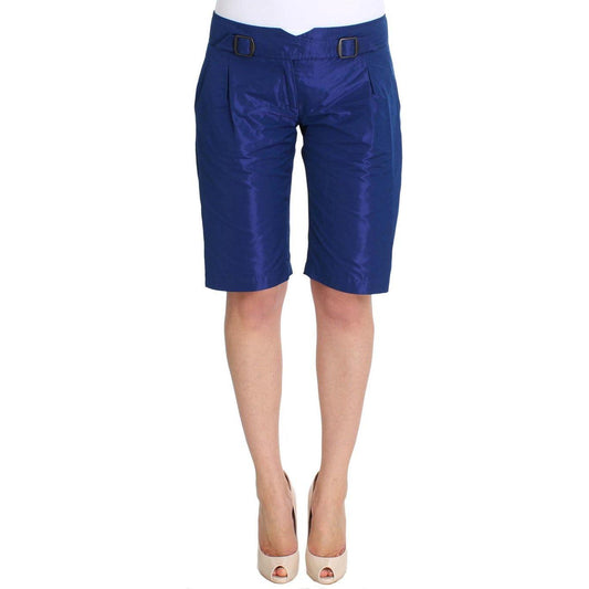 Ermanno Scervino Chic Blue Mid Waist Shorts Ermanno Scervino Midnight Blue