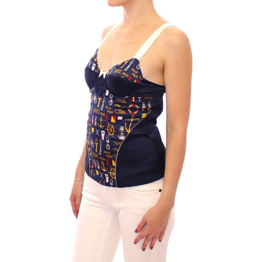 Dolce & Gabbana Blue Sailor Motif Stretch Tank Top Dolce & Gabbana Dark Slate Gray
