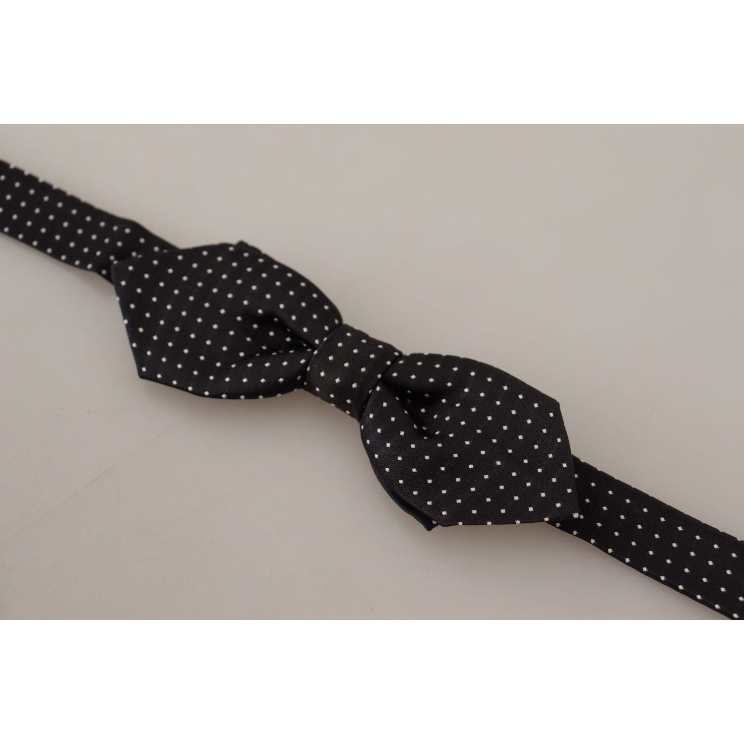 Dolce & Gabbana Black White Polka Dot Adjustable Neck Papillon Bow Tie