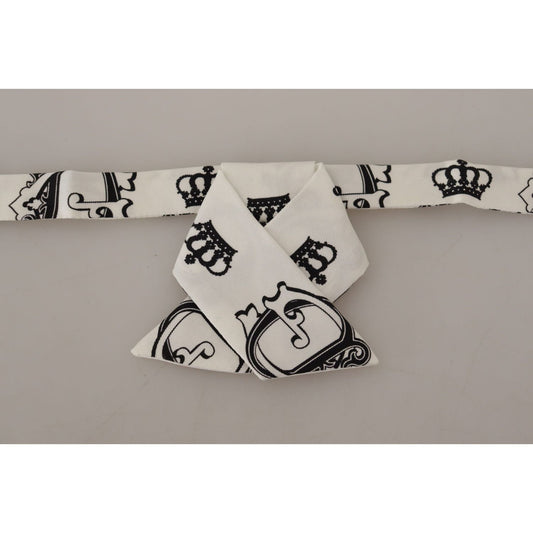 Dolce & Gabbana Elegant Silk Crown-Patterned Bow Tie Dolce & Gabbana Dark Gray