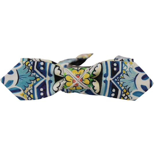 Dolce & Gabbana Majolica Print Silk Bow Tie Dolce & Gabbana Dark Slate Gray