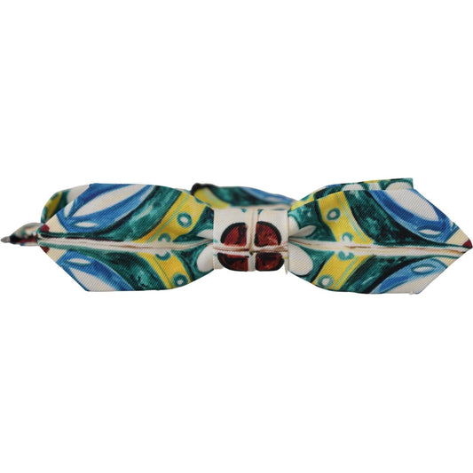 Dolce & Gabbana Elegant Silk Majolica Print Bow Tie Dolce & Gabbana Dark Slate Gray