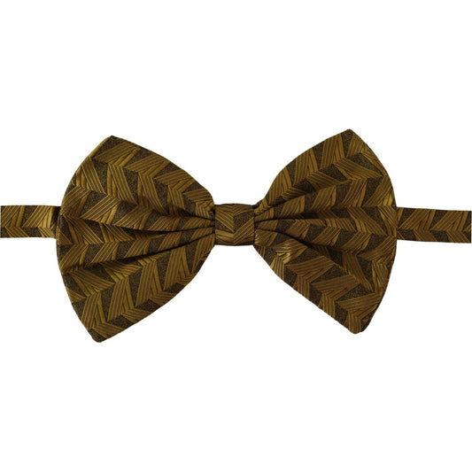 Dolce & Gabbana Elegant Gold Silk Bow Tie Dolce & Gabbana Dark Olive Green