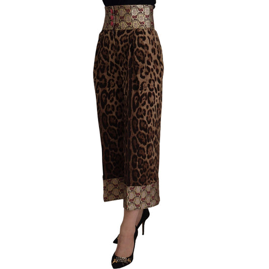 Dolce & Gabbana High Waist Cropped Leopard Jacquard Pants Dolce & Gabbana Black